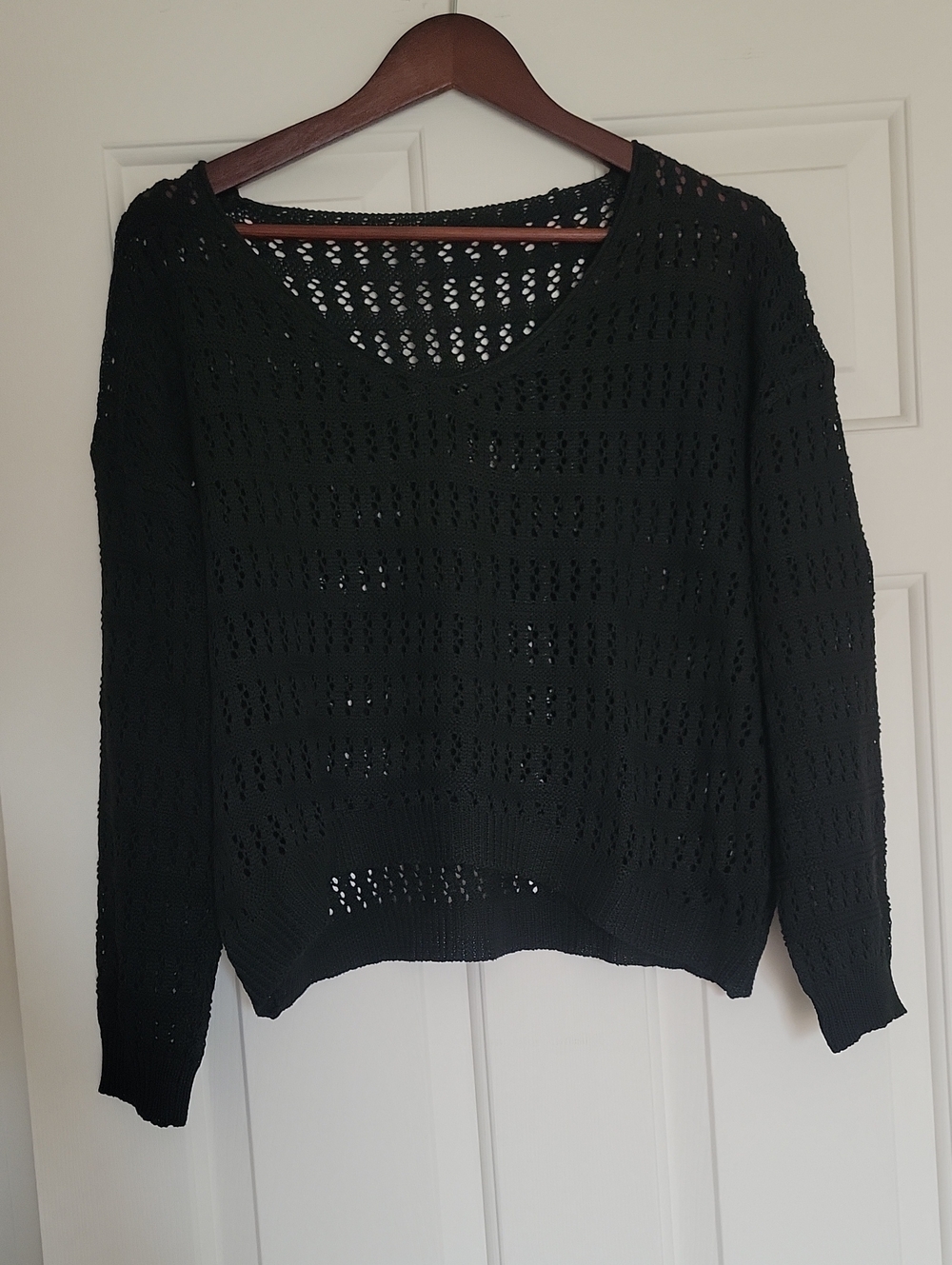 Black Open-Knit Off The Shoulder Sweater